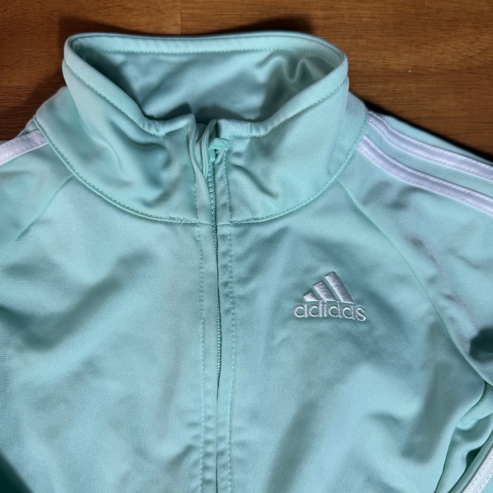 Toddler Girls Adidas Light Teal Track Jacket Sz 24 Months Zip Up Sport - Picture 2 of 6